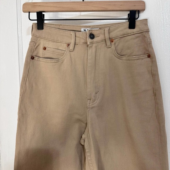 Motel Rocks Straight Leg Jeans In Winter Sandwash Knit Argyle Tan Size XS - Picture 15 of 15
